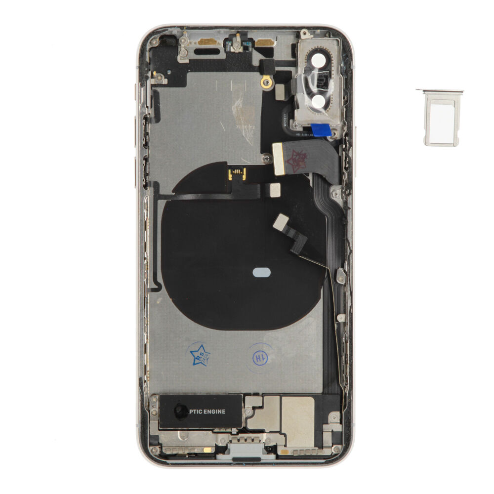 Rear Cover (Pulled C) incl. small parts - Silver, For iPhone X