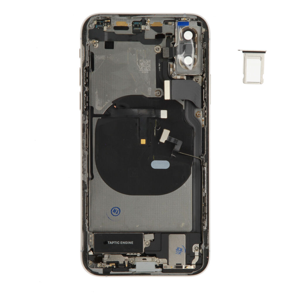 Rear Cover (Pulled B) incl. small parts - Silver, For iPhone XS