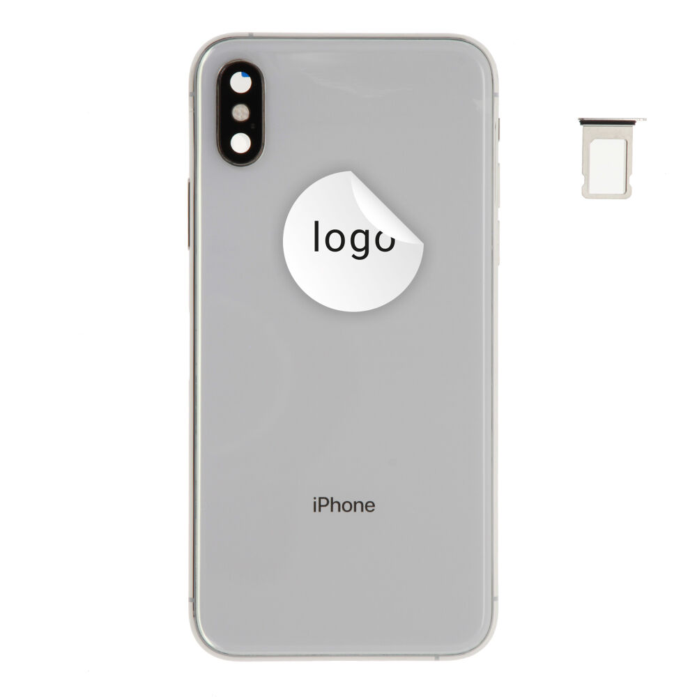Rear Cover (Pulled C) incl. small parts - Silver, For iPhone XS
