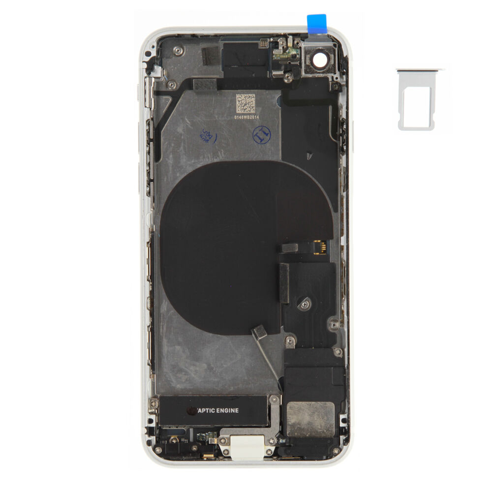 Rear Cover (Pulled A) incl. small parts - White, For iPhone SE (2020)