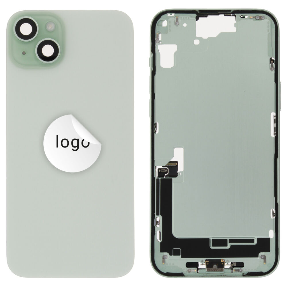 Rear Cover (Pulled C) incl. small parts - Green, For iPhone 15 Plus