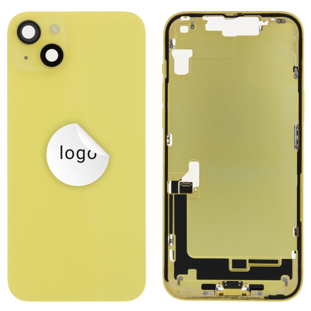 Rear Cover (Pulled C) incl. small parts - Yellow, For iPhone 14 Plus