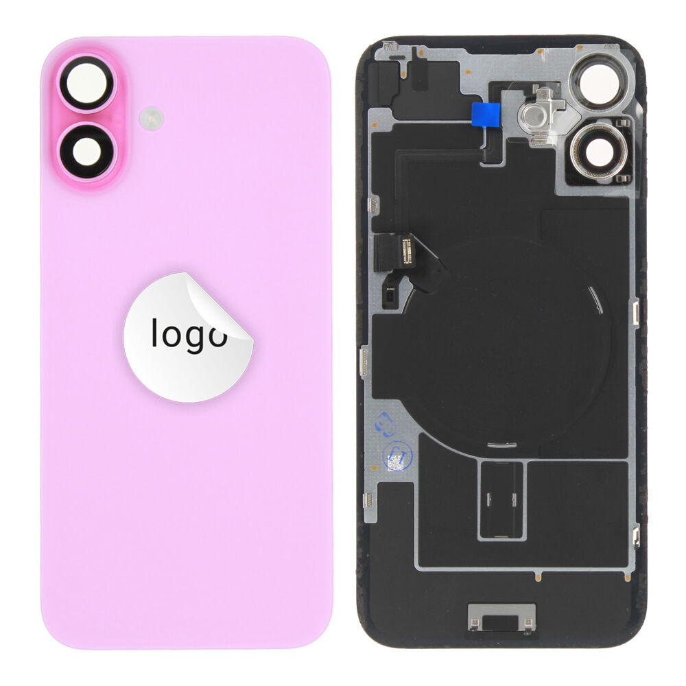 Rear Cover (Pulled B) incl. small parts - Pink, For iPhone 16 Plus
