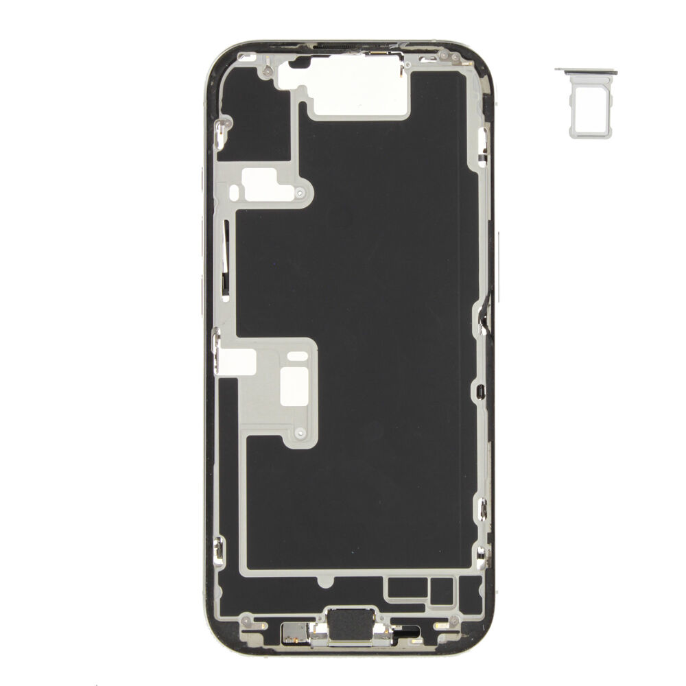 Middle Frame (Pulled A) incl. small parts - White, For iPhone 16 Pro