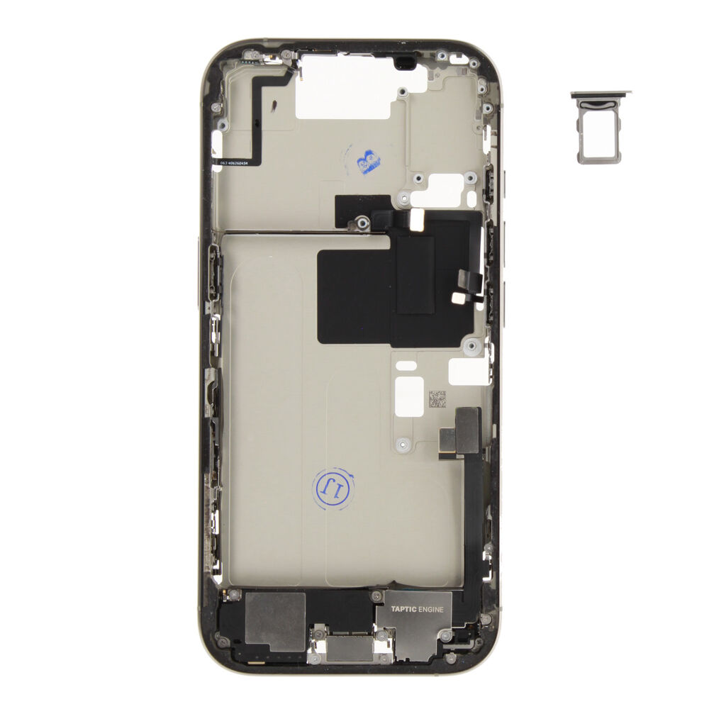 Middle Frame (Pulled A) incl. small parts - Grey, For iPhone 16 Pro