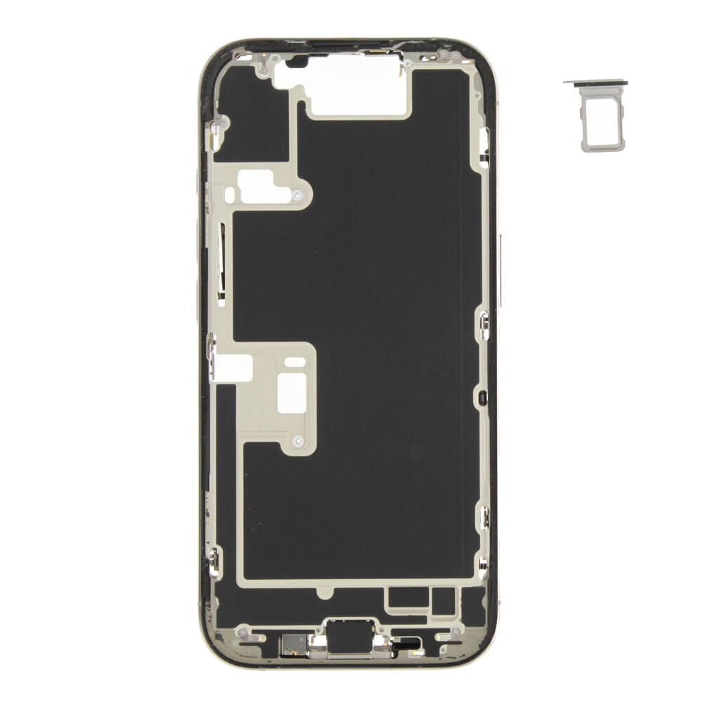 Middle Frame (Pulled A) incl. small parts - Grey, For iPhone 16 Pro