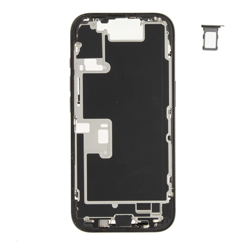Middle Frame (Pulled C) incl. small parts - Black, For iPhone 16 Pro