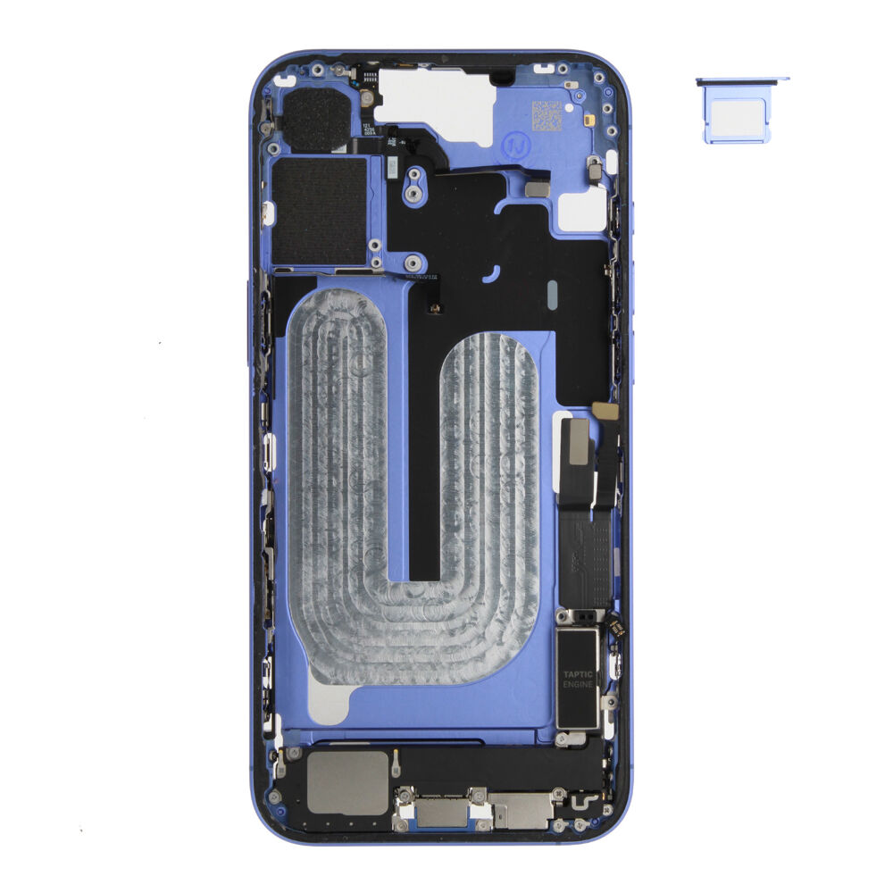 Middle Frame (Pulled C) incl. small parts - Blue, For iPhone 16 Plus