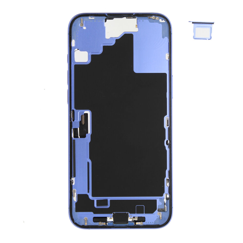 Middle Frame (Pulled C) incl. small parts - Blue, For iPhone 16 Plus
