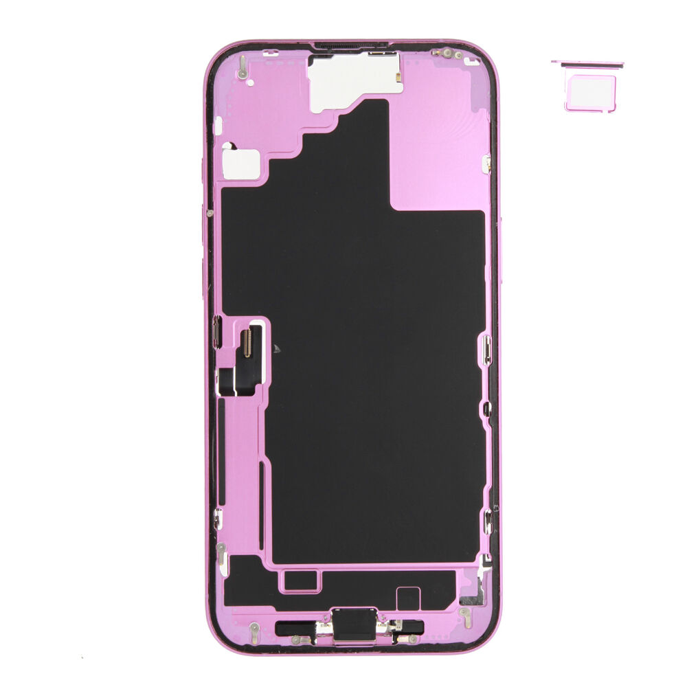 Middle Frame (Pulled A) incl. small parts - Pink, For iPhone 16 Plus
