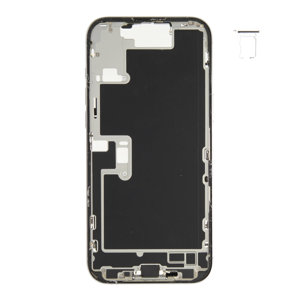 Middle Frame (Pulled C) incl. small parts - White, For iPhone 16 Pro Max