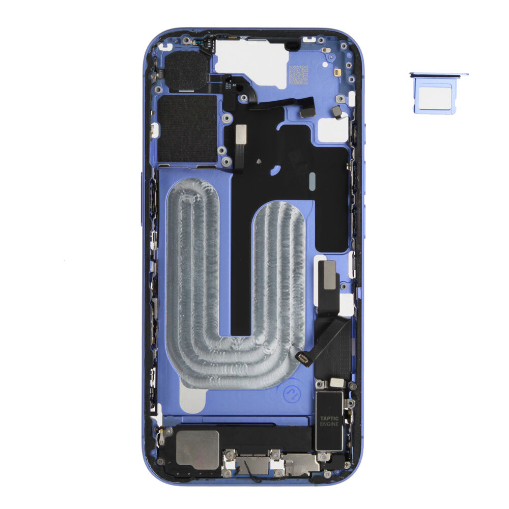 Middle Frame (Pulled A) incl. small parts - Blue, For iPhone 16