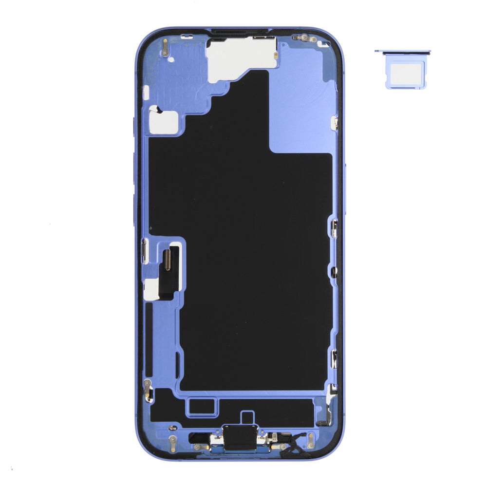 Middle Frame (Pulled C) incl. small parts - Blue, For iPhone 16