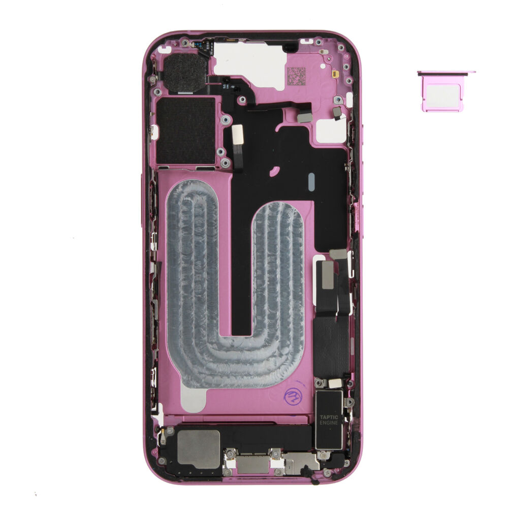 Middle Frame (Pulled A) incl. small parts - Pink, For iPhone 16
