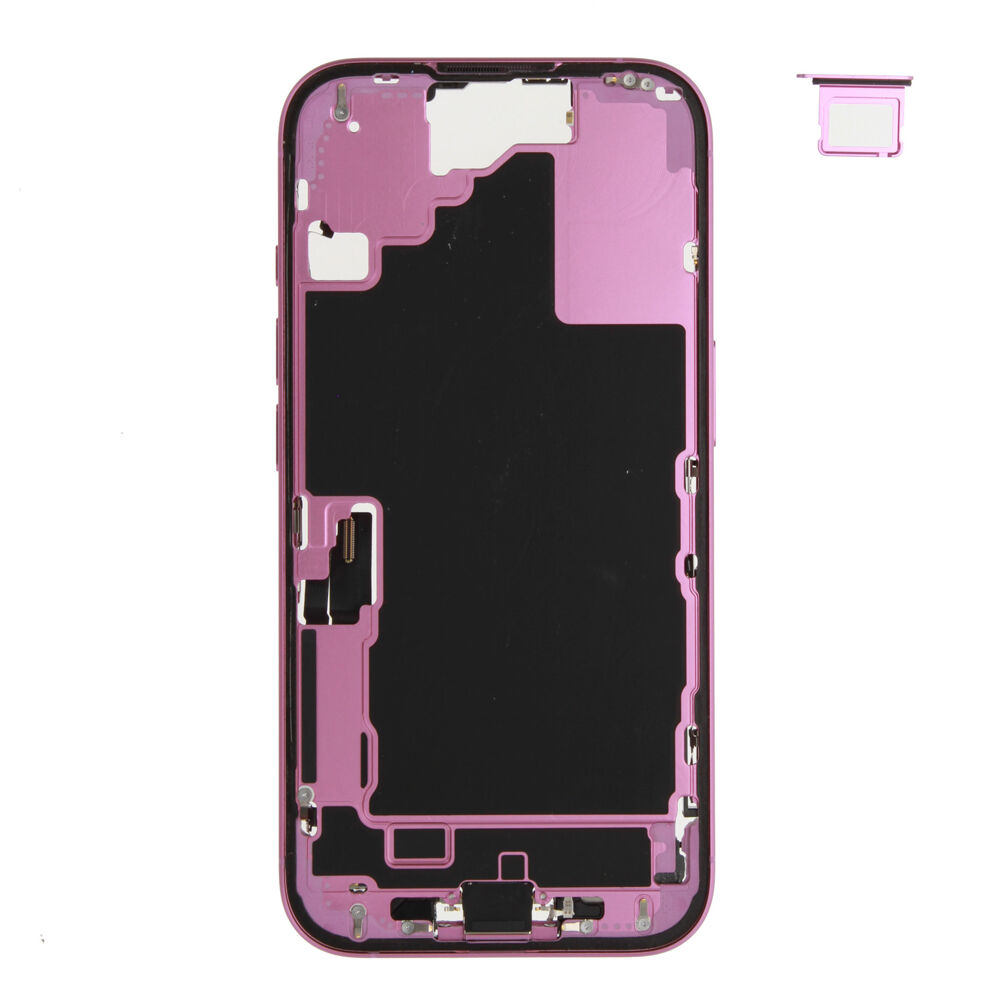 Middle Frame (Pulled A) incl. small parts - Pink, For iPhone 16