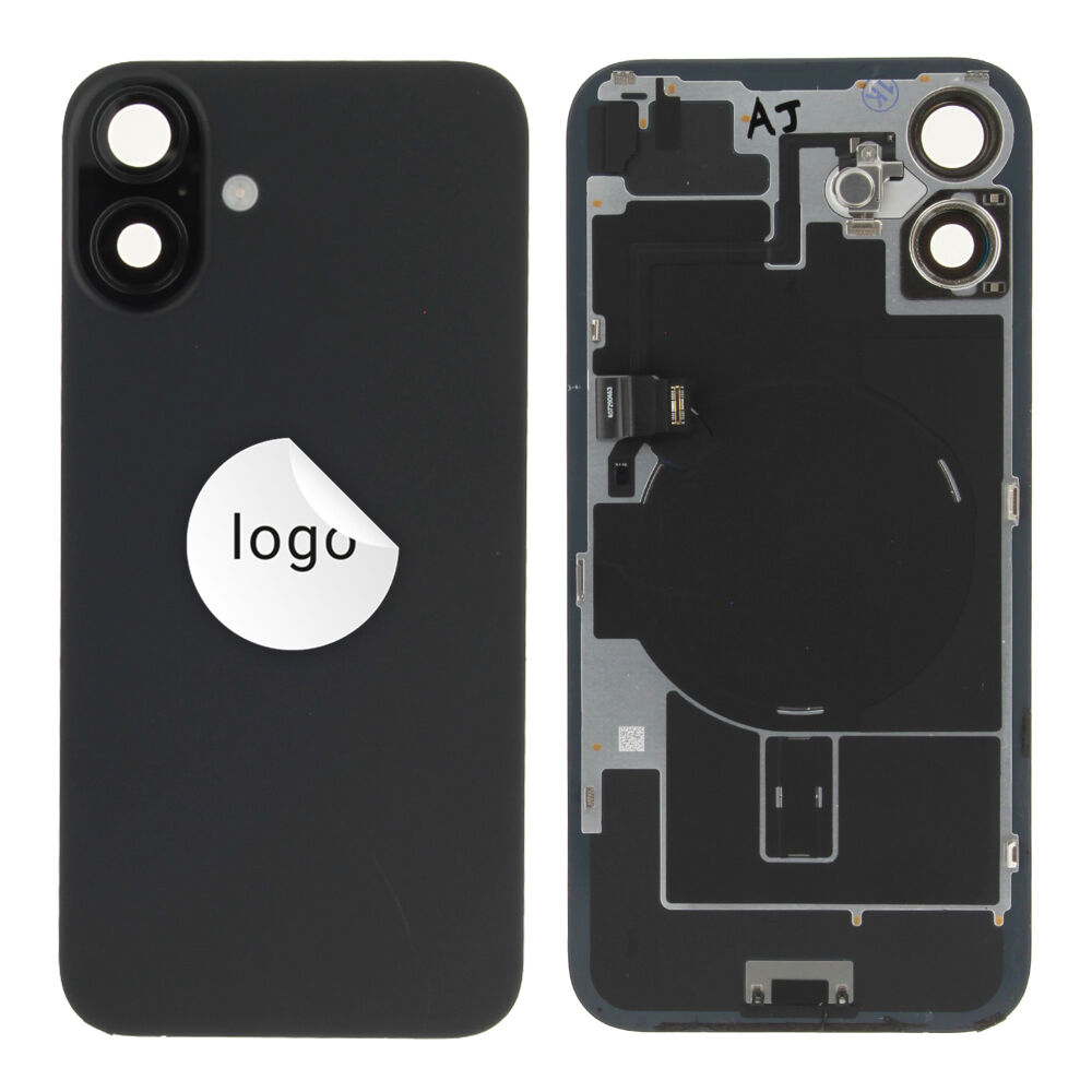Rear Cover (Pulled C) incl. small parts - Black, For iPhone 16 Plus