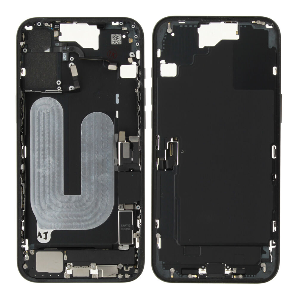 Rear Cover (Pulled C) incl. small parts - Black, For iPhone 16 Plus