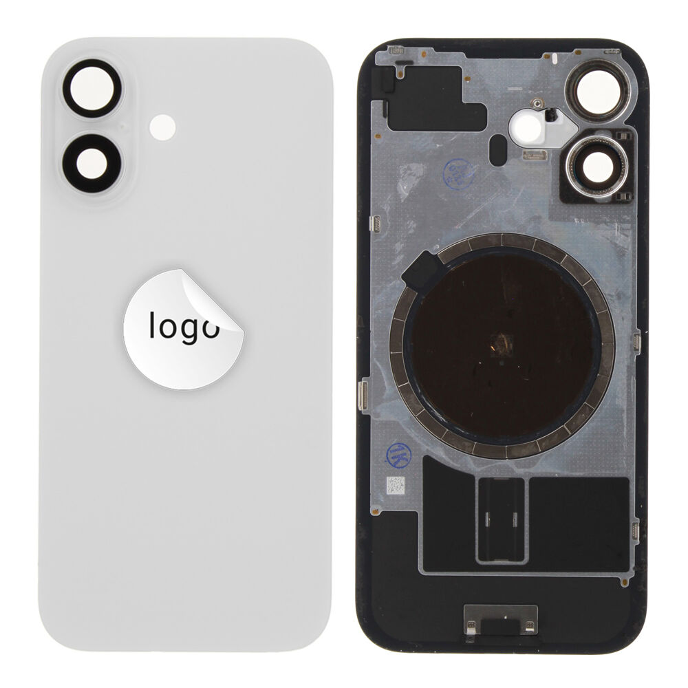 Rear Cover (Pulled A) excl. small parts - White, For iPhone 16