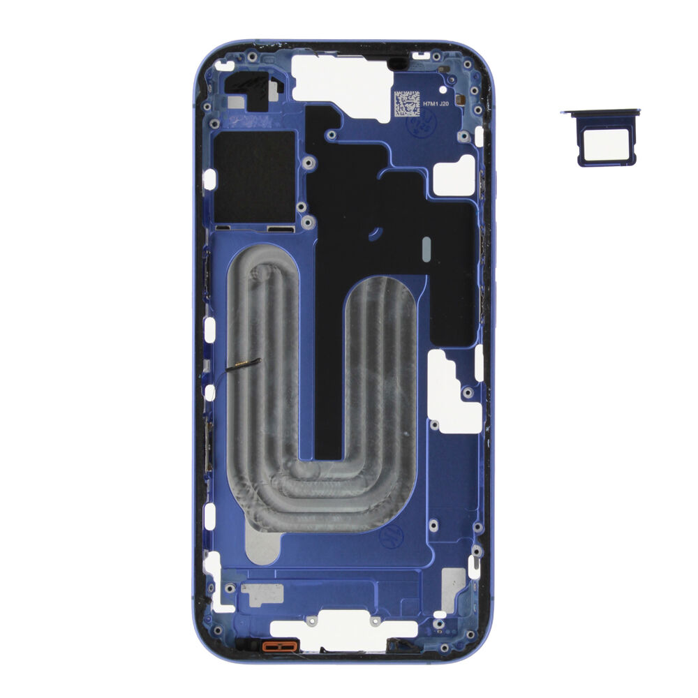 Middle Frame (Pulled A) excl. small parts - Blue, For iPhone 16