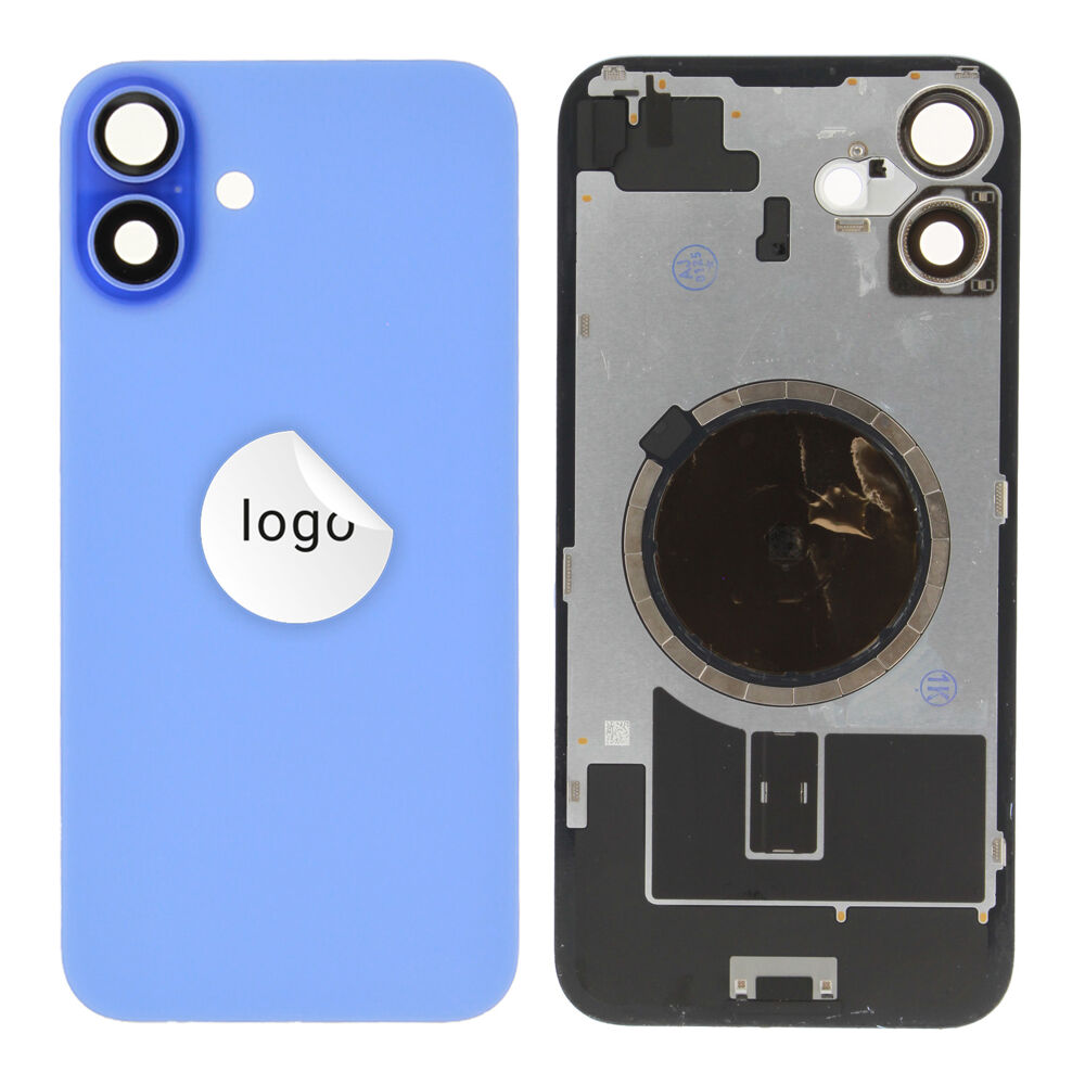 Rear Cover (Pulled A) excl. small parts - Blue, For iPhone 16 Plus