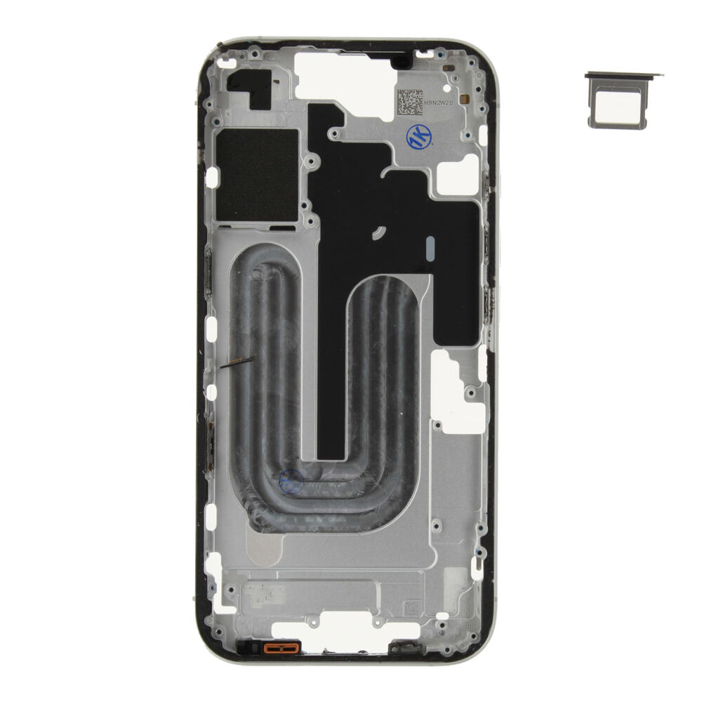 Middle Frame (Pulled A) excl. small parts - White, For iPhone 16 Plus