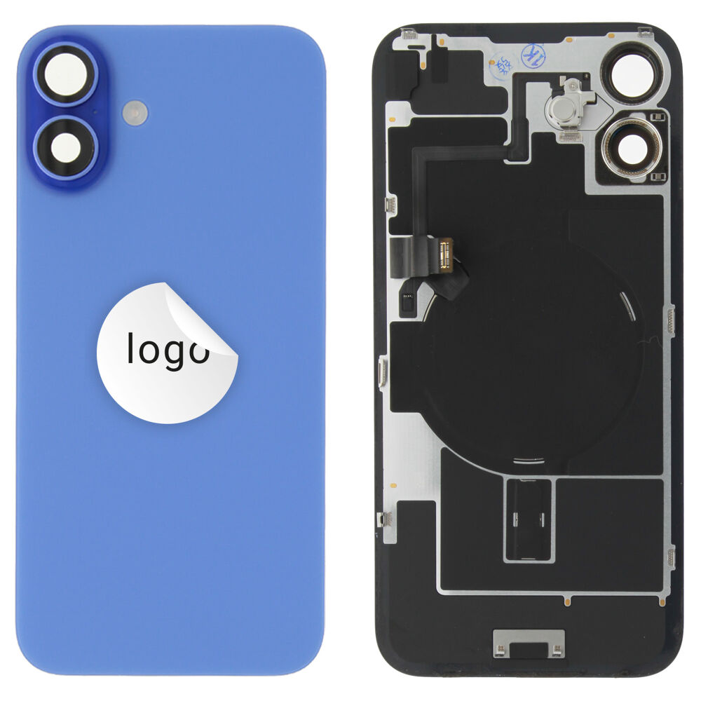 Rear Cover (Pulled A) incl. small parts - Blue, For iPhone 16 Plus