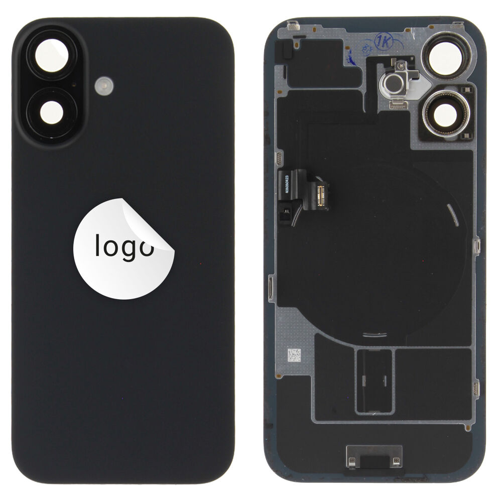 Rear Cover (Pulled B) incl. small parts - Black, For iPhone 16