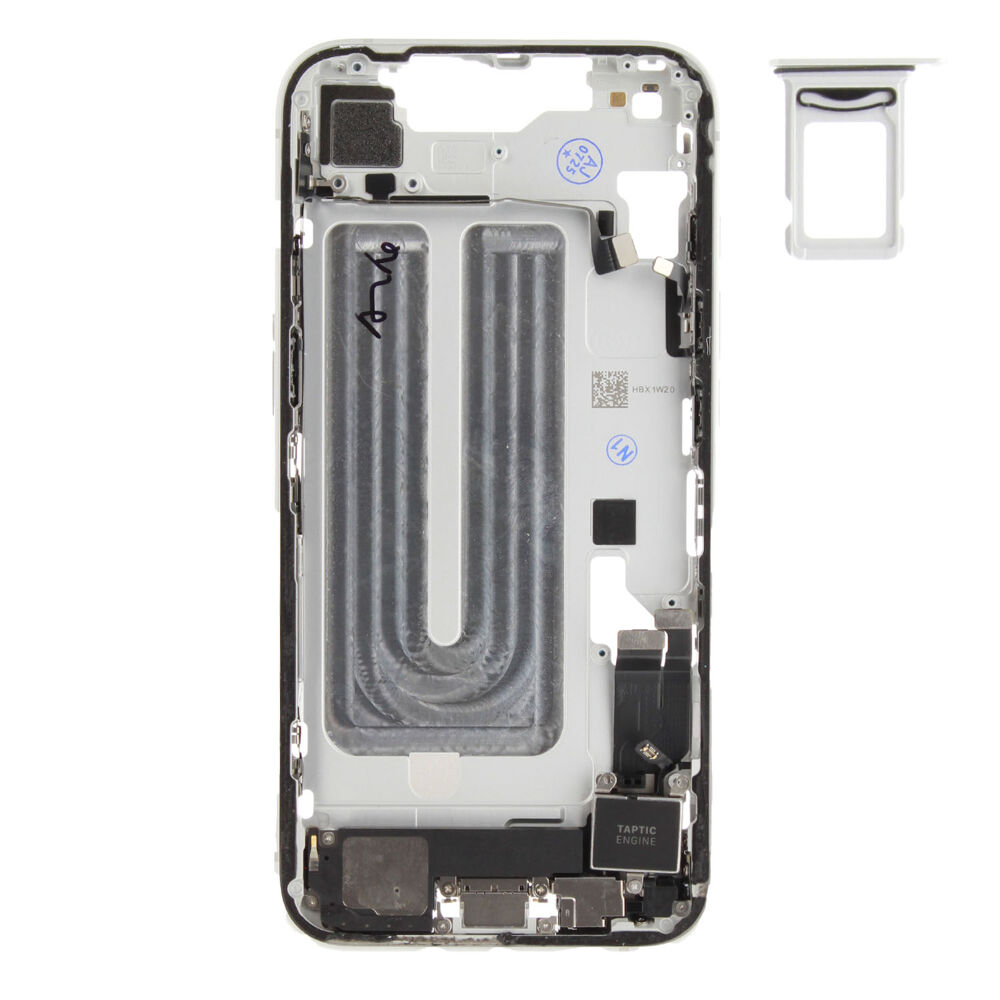 Middle Frame (Pulled C) incl. small parts - White, For iPhone 16e