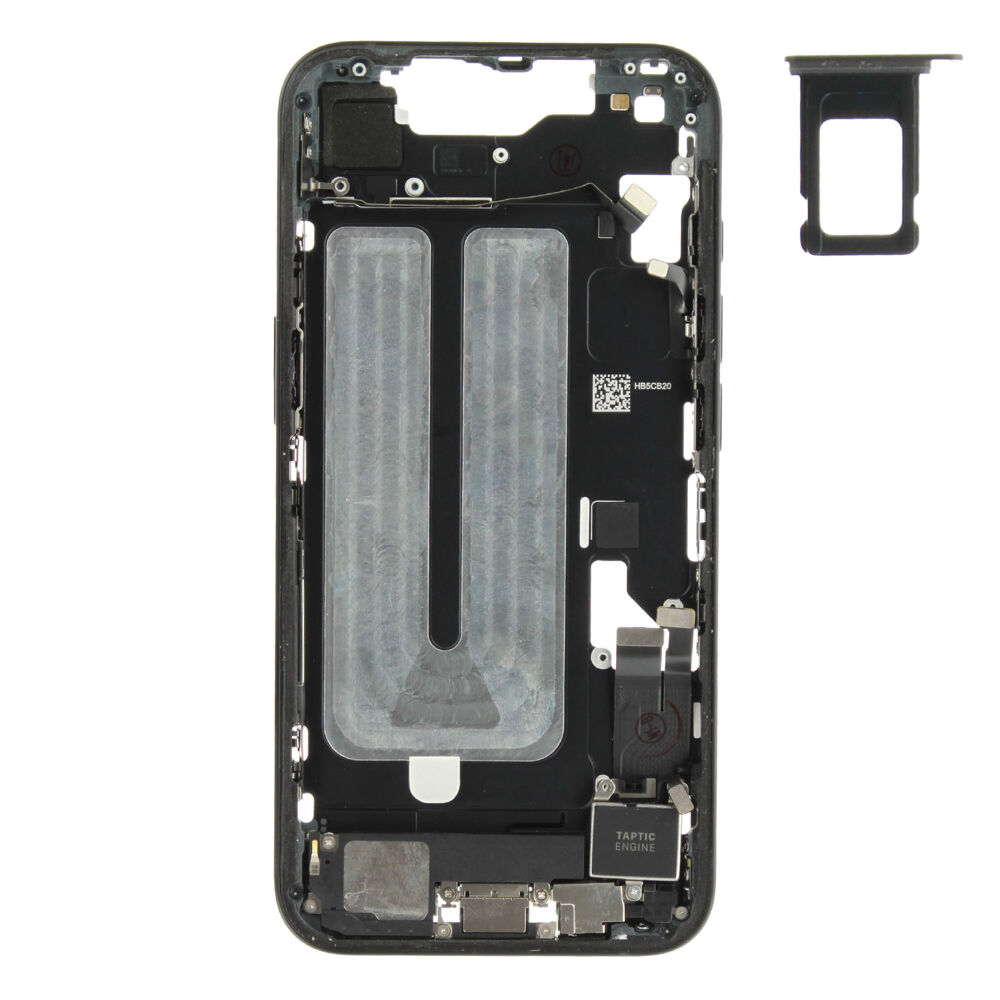 Middle Frame (Pulled A) incl. small parts - Black, For iPhone 16e
