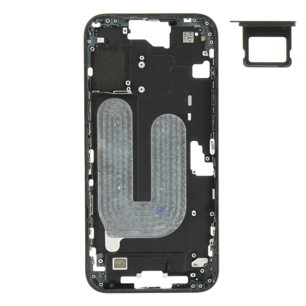 Middle Frame (Pulled A) excl. small parts - Black, For iPhone 16 Plus