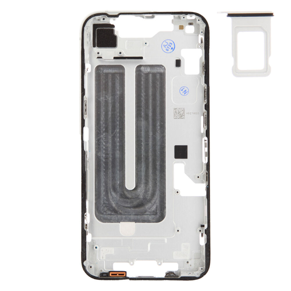Middle Frame (Pulled A) excl. small parts - White, For iPhone 16e