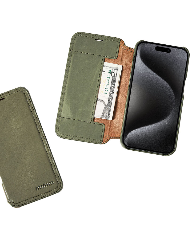 Book Case - Olive Green, for iPhone 15 Pro Max