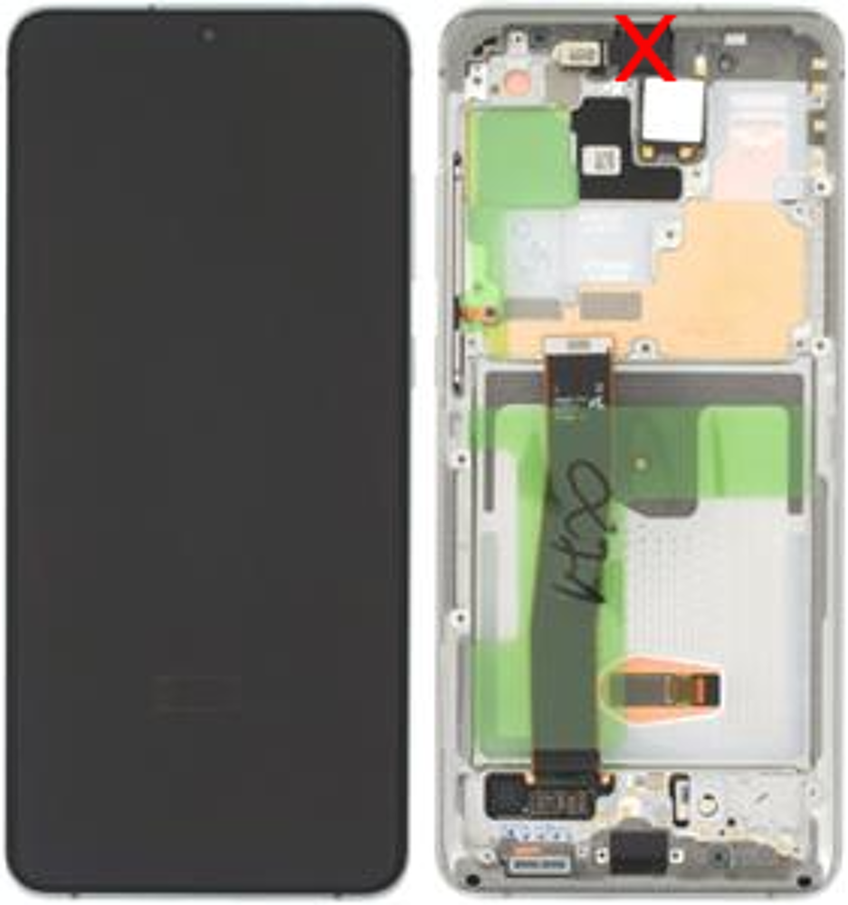Módulo Pantalla Display excl. cam (Original) - Cloud White, Samsung Galaxy S20 Ultra; SM-G988B Original Service Pack GH82-26032C