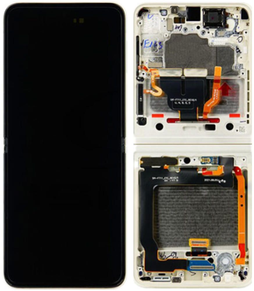 Módulo Pantalla Display incl. cam (Original) - Cream, Samsung Galaxy Z Flip3 (5G); SM-F711 Original Service Pack GH82-26273B