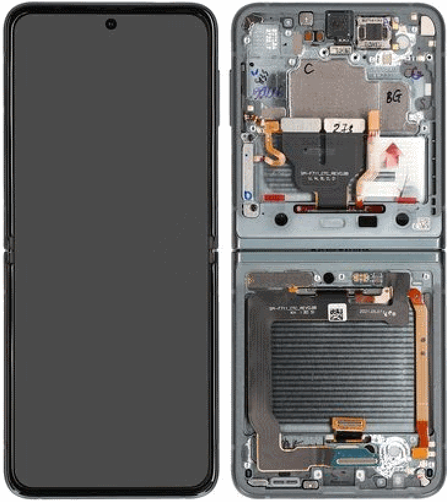 Módulo Pantalla Display excl. cam (Original) - Green, Samsung Galaxy Z Flip3 (5G); SM-F711 Original Service Pack GH82-27243C