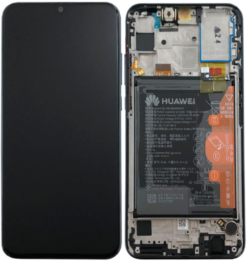 Módulo Pantalla Display incl. frame (Original) - Black, Honor 20 Lite / Honor 10 Lite Original Service Pack