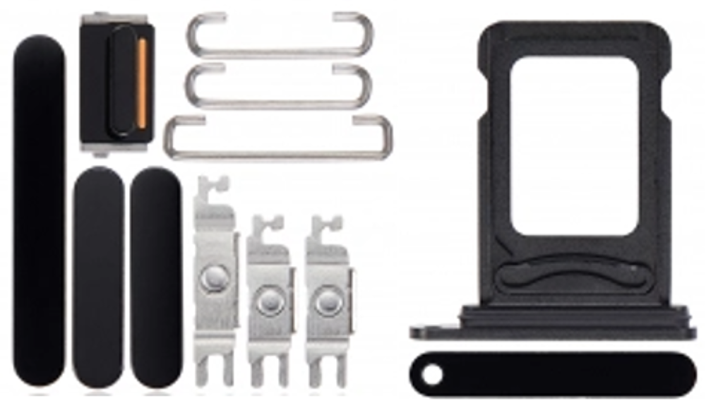 Keyset + Simcard Tray - Black, For iPhone 14 Pro