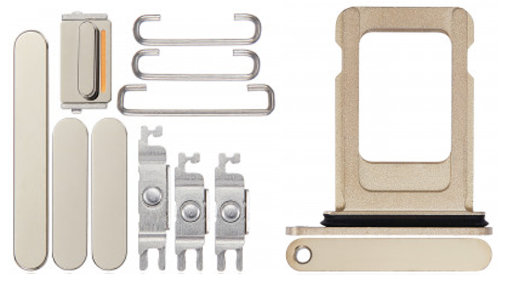 Keyset + Simcard Tray - Gold, For iPhone 14 Pro Max