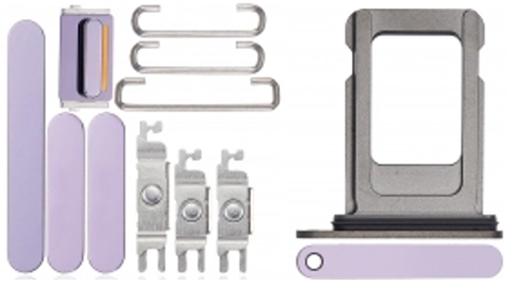 Keyset + Simcard Tray - Purple, For iPhone 14 Pro