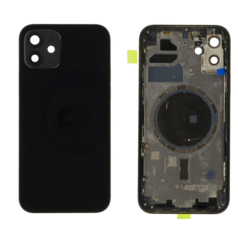 Rear cover excl. small parts (Pulled A) - Black, For iPhone 12