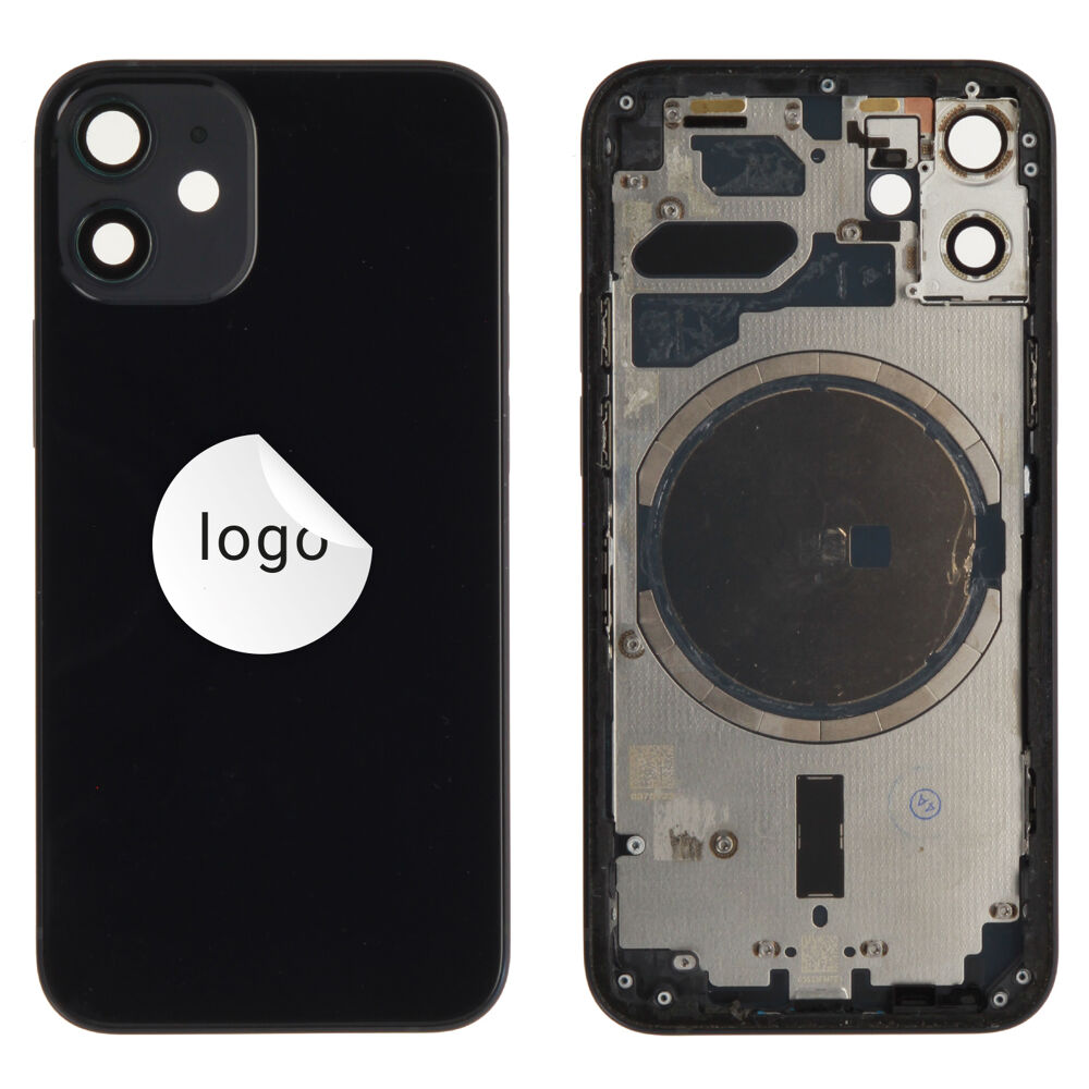Rear Cover (Pulled A) excl. small parts - Black, For iPhone 12 mini
