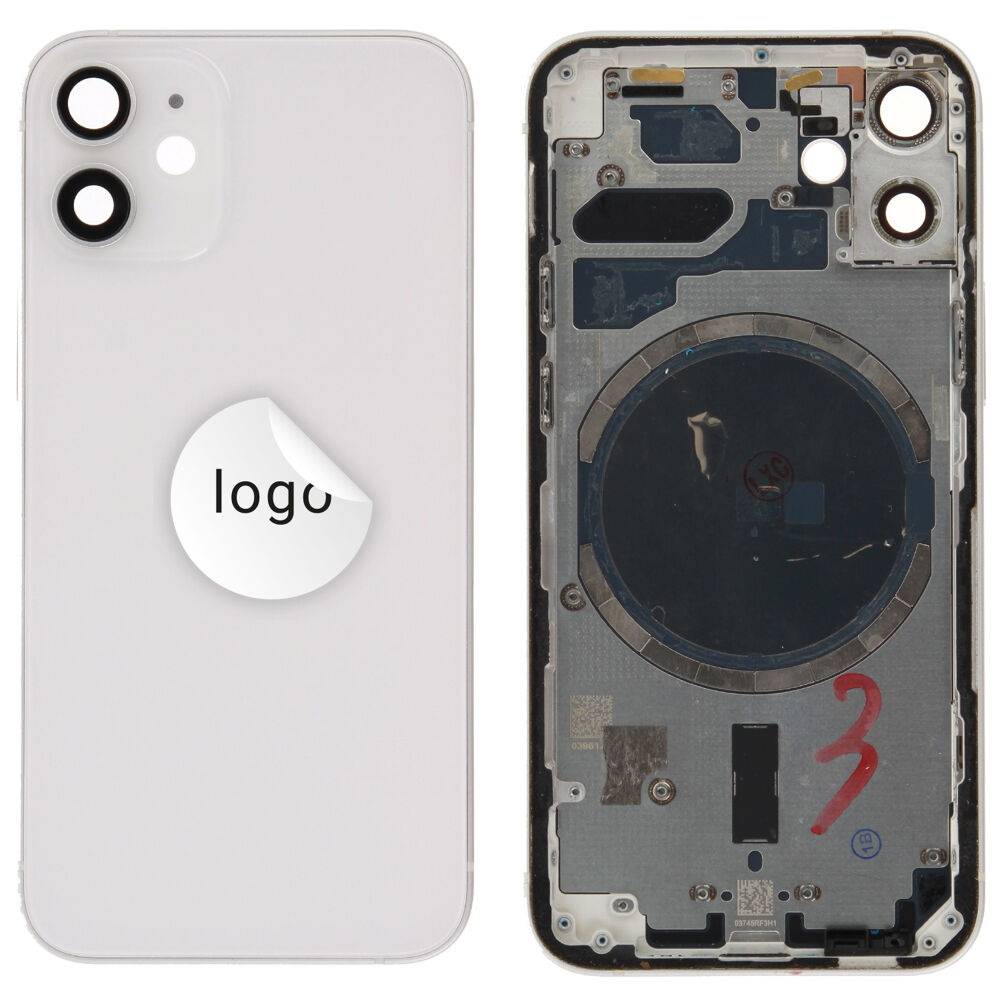 Rear Cover (Pulled A) excl. small parts - White, For iPhone 12 mini