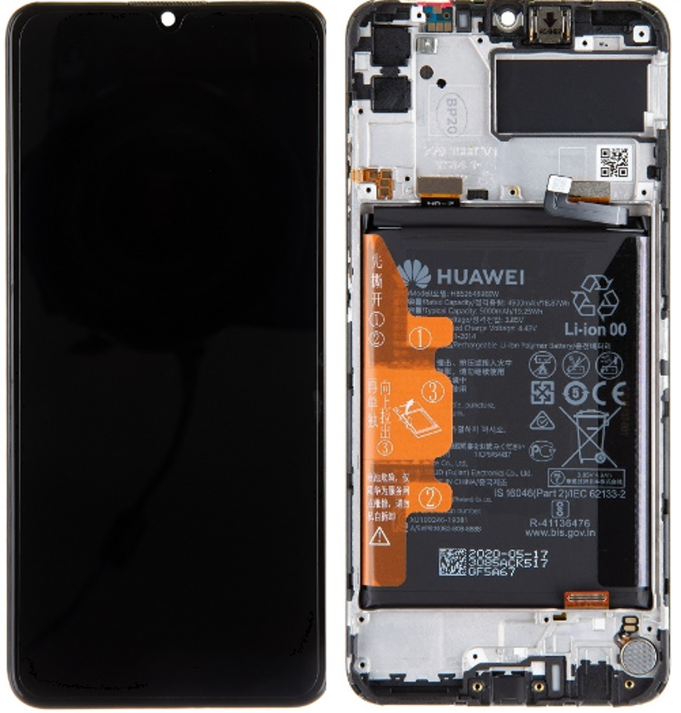 Módulo Pantalla Display incl. frame (Original) - Black, Y6P & Honor 9A Original Service Pack
