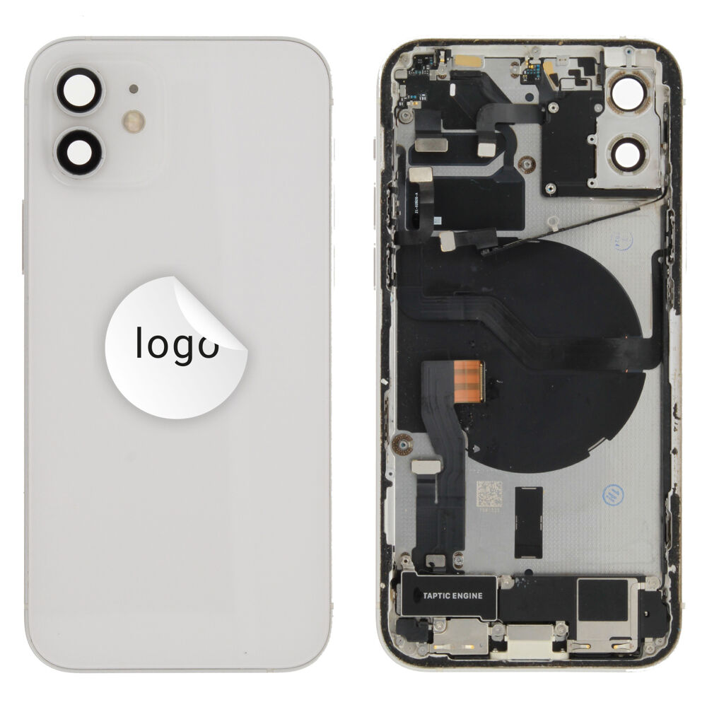Rear Cover (Pulled A) incl. small parts - White, For iPhone 12
