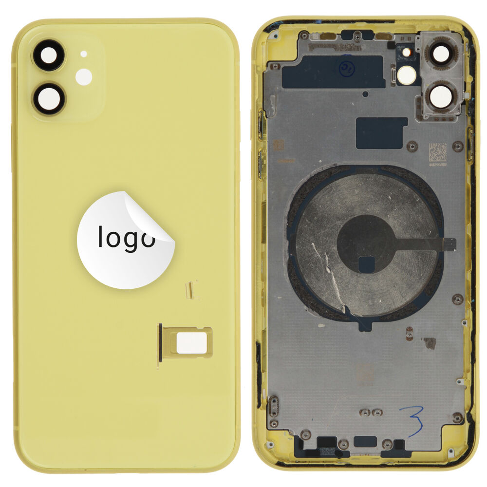 Rear Cover (Pulled A) excl. small parts - Yellow, For iPhone 11