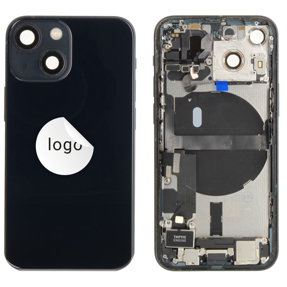 Rear Cover (Pulled A) incl. small parts - Black, For iPhone 13 mini