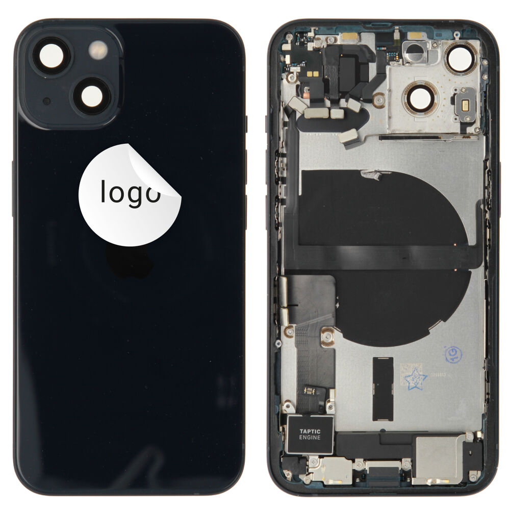 Rear Cover (Pulled A) incl. small parts - Black, For iPhone 13