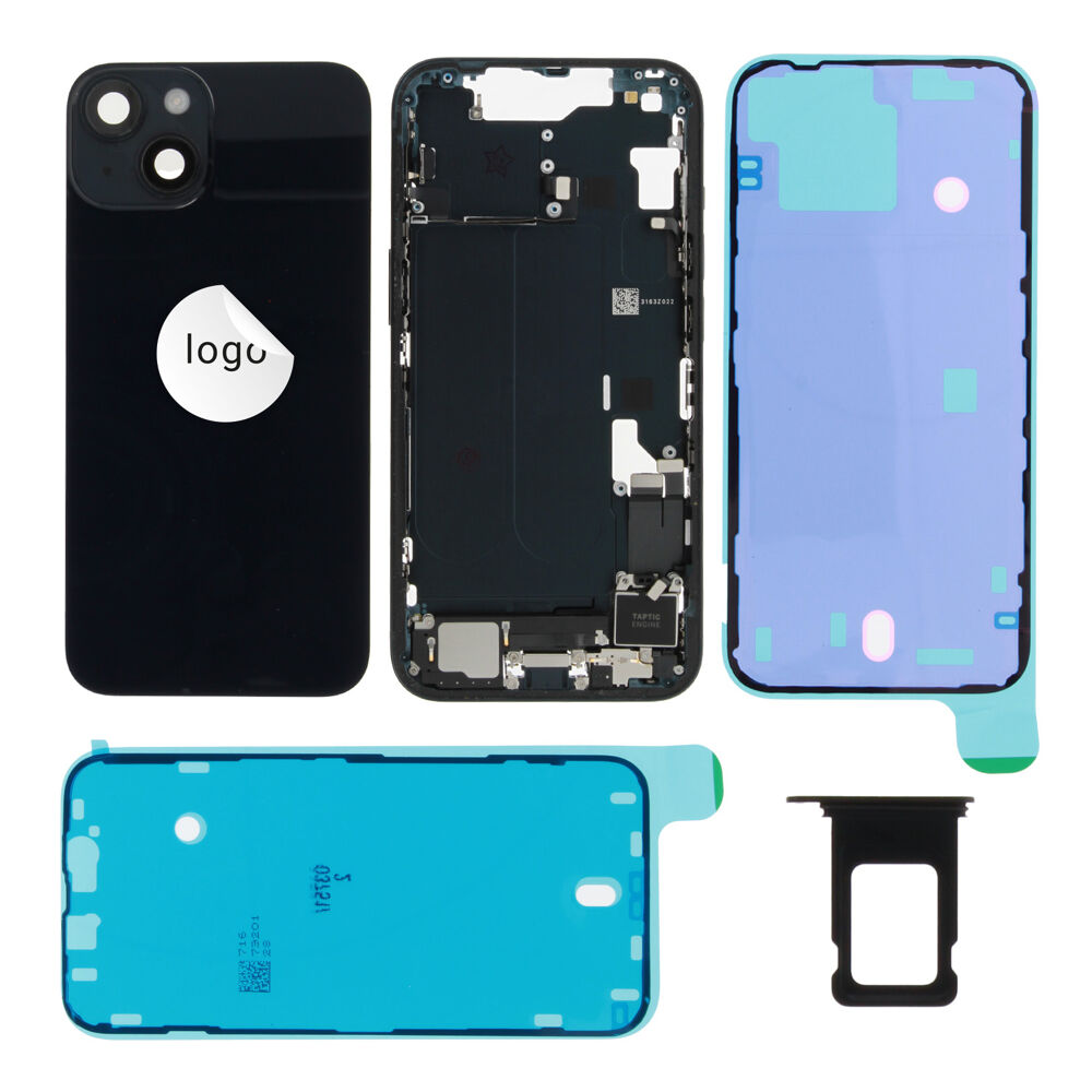 Rear Cover (Pulled A) incl. small parts - Black, For iPhone 14