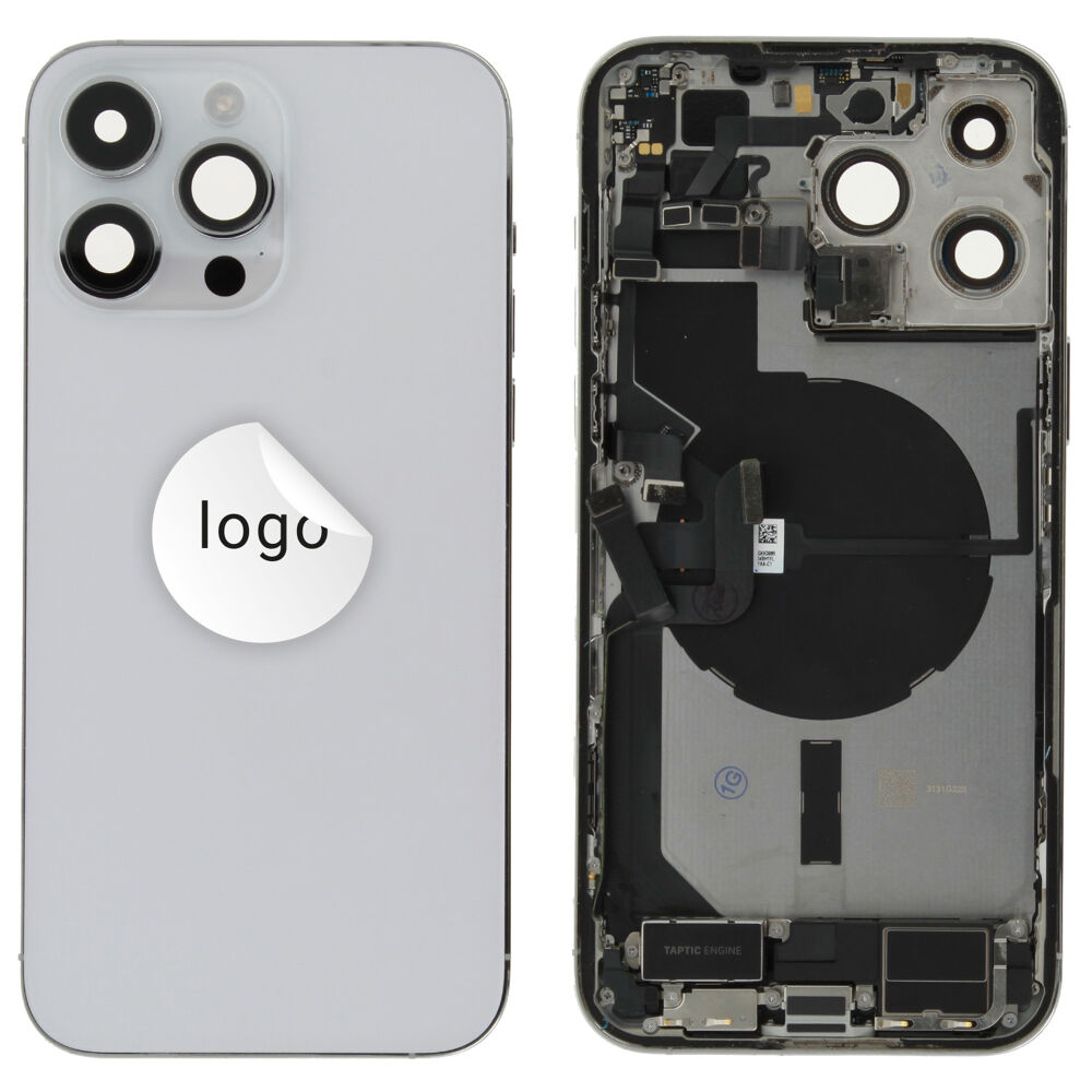 Rear Cover (Pulled A) incl. small parts - Silver, For iPhone 14 Pro Max