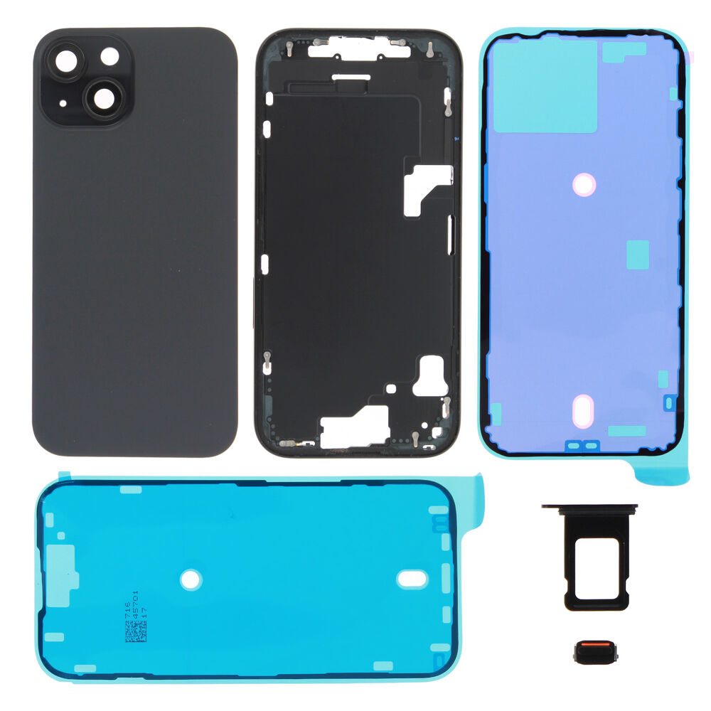 Rear Cover kit (excl. Logo) - Black, For iPhone 15